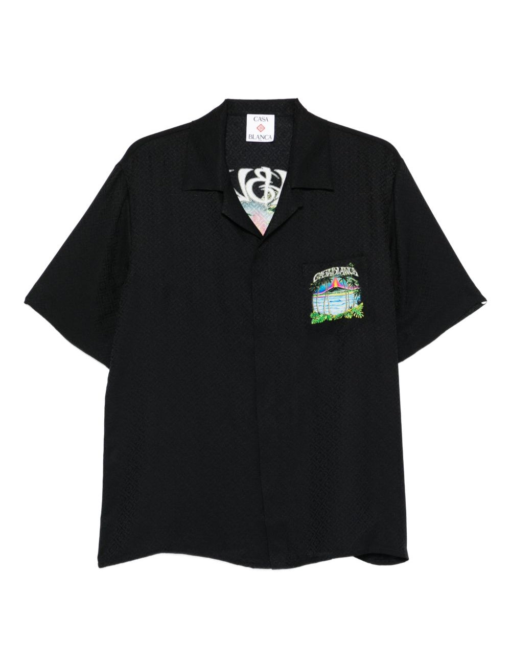 Camicia a maniche corte con stampa grafica in nero Casablanca - uomo 