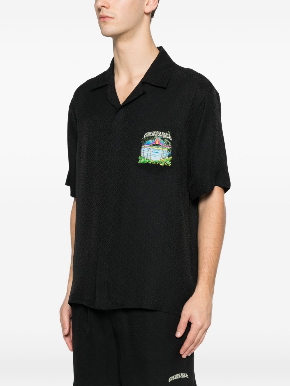 Camicia a maniche corte con stampa grafica in nero Casablanca - uomo 