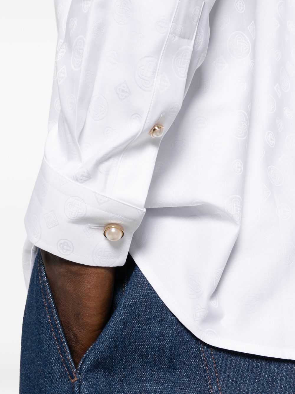 Camicia con stampa monogram in bianco Casablanca - uomo 