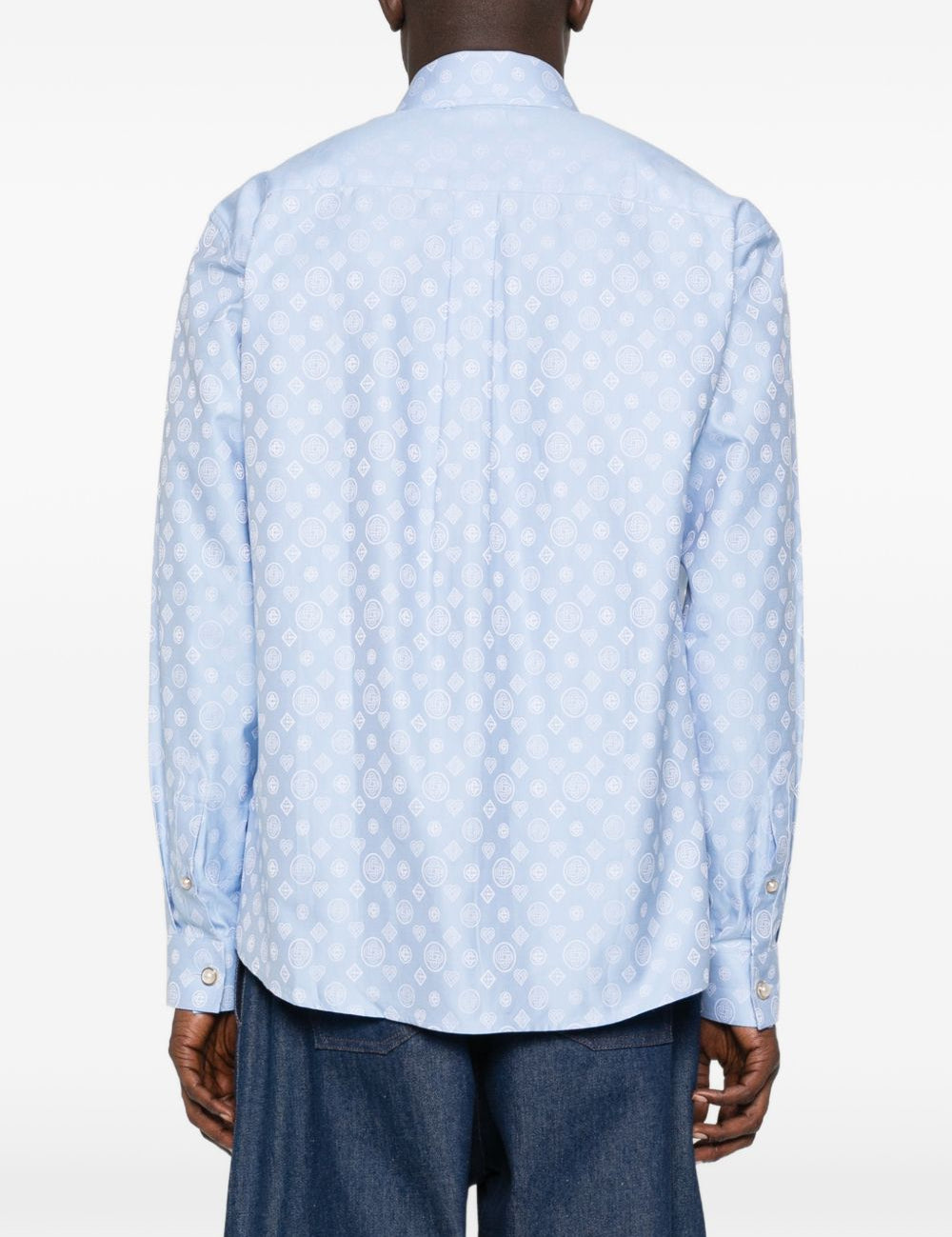 Camicia con stampa monogram in azzurro Casablanca - uomo 