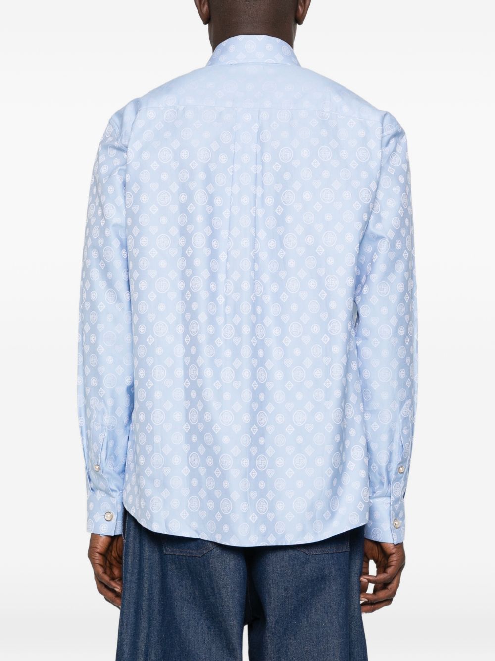 Camicia con stampa monogram in azzurro Casablanca - uomo 