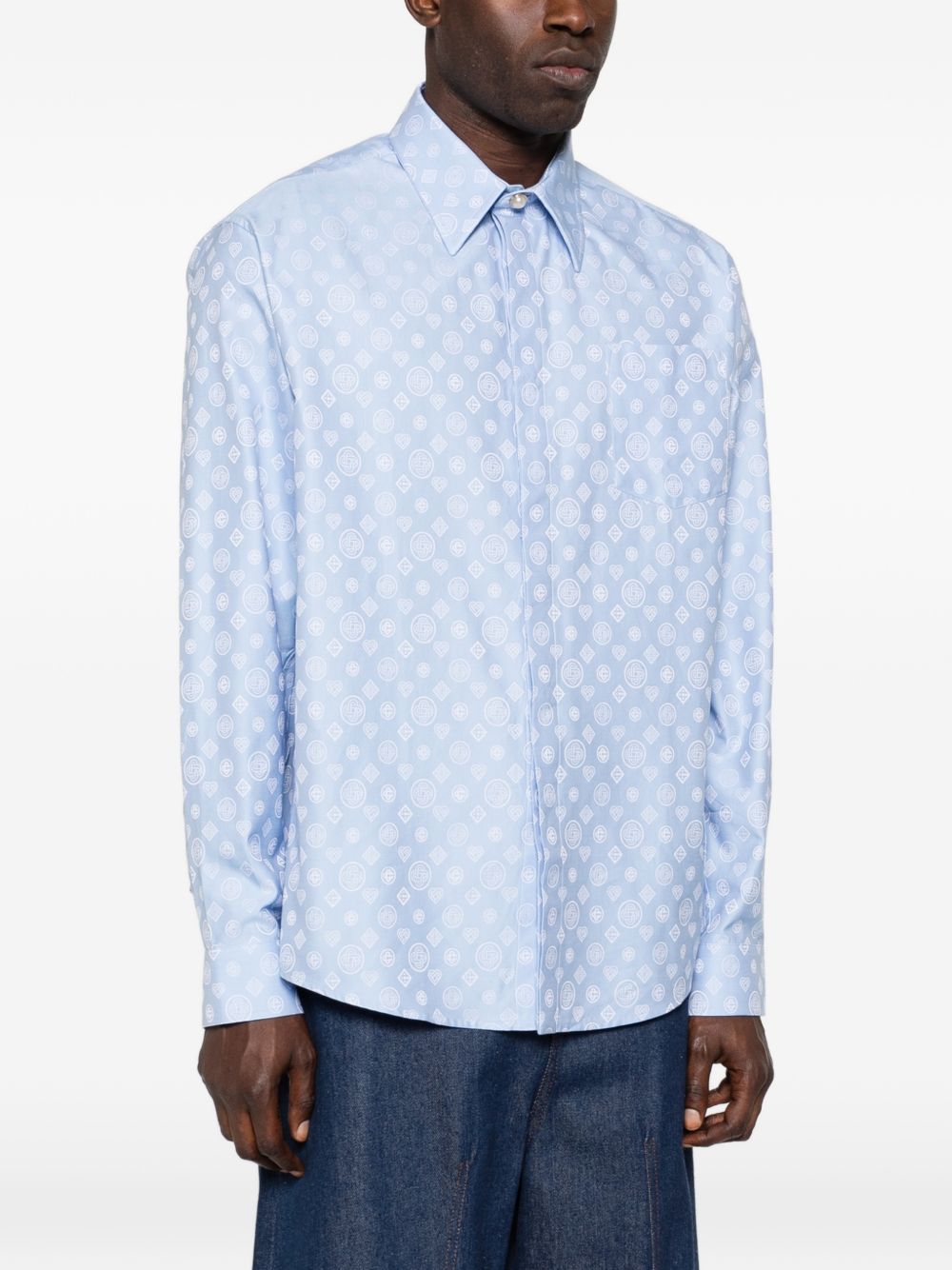 Camicia con stampa monogram in azzurro Casablanca - uomo 
