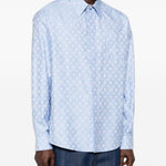 Camicia con stampa monogram in azzurro Casablanca - uomo 