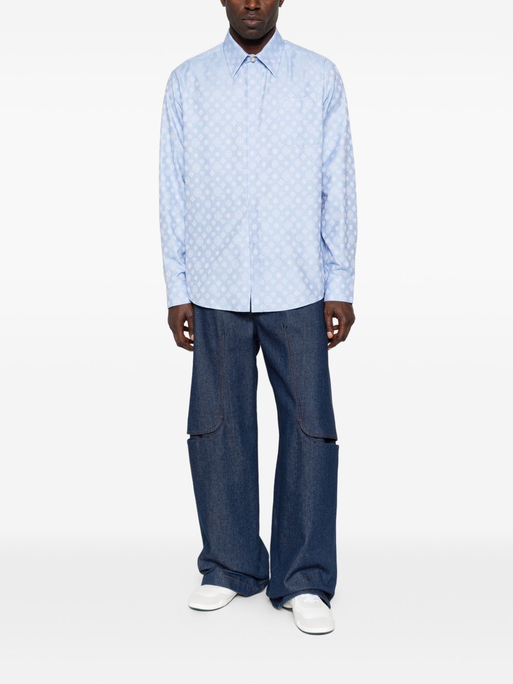 Camicia con stampa monogram in azzurro Casablanca - uomo 