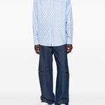 Camicia con stampa monogram in azzurro Casablanca - uomo 