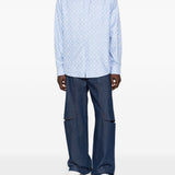 Camicia con stampa monogram in azzurro Casablanca - uomo 