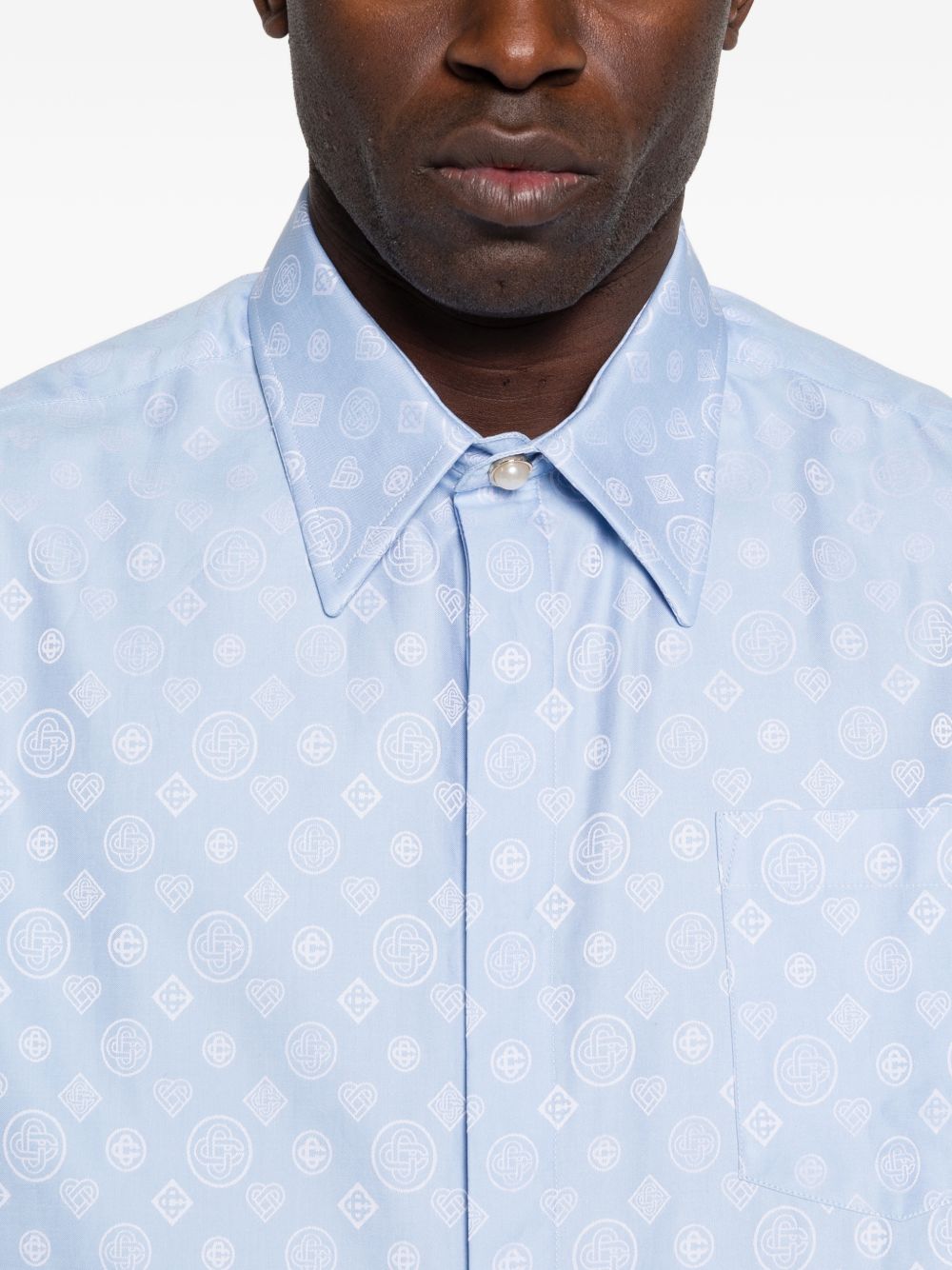 Camicia con stampa monogram in azzurro Casablanca - uomo 