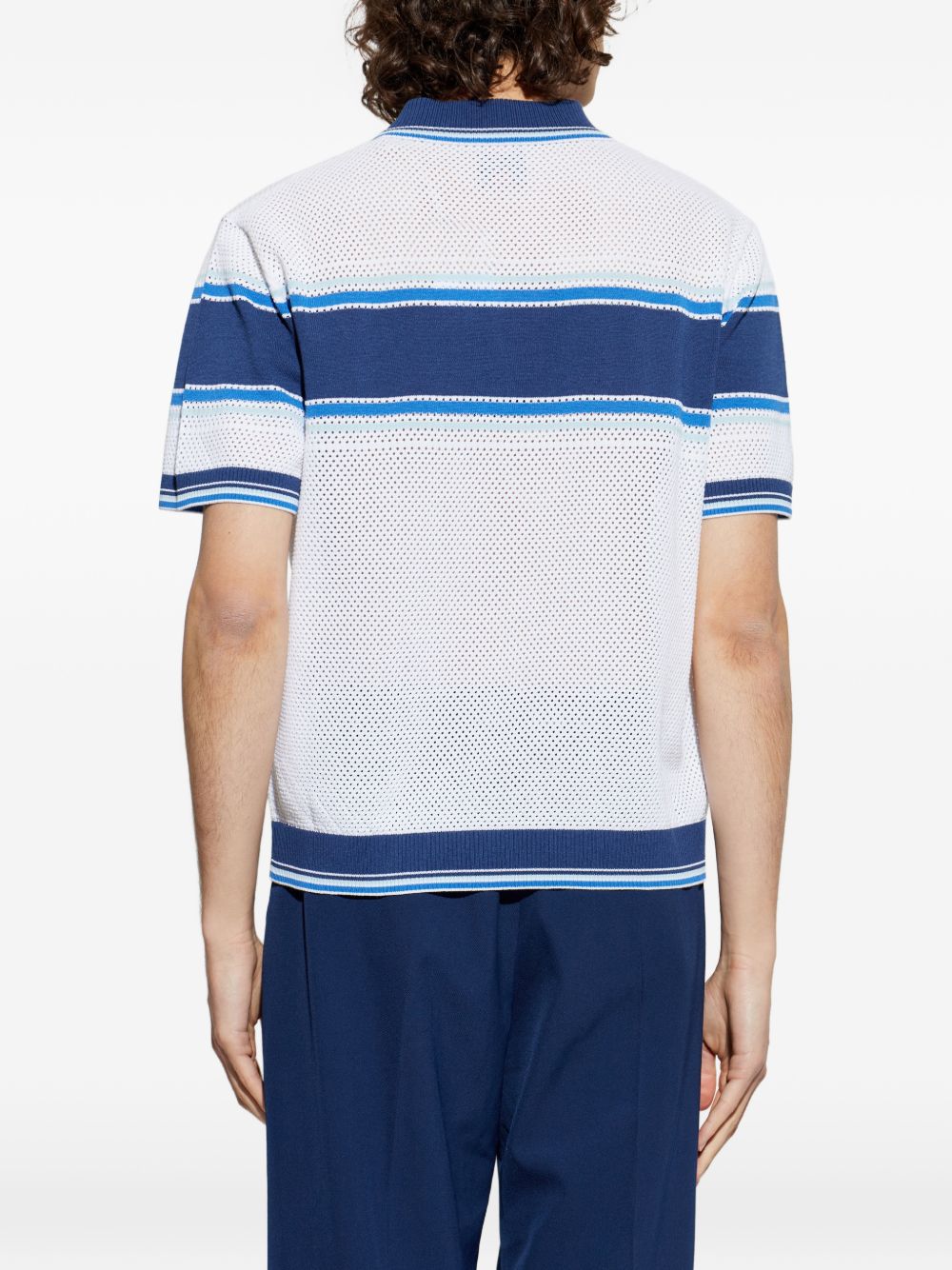 Polo traforata in bianco e blu Casablanca - uomo 