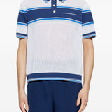 Polo traforata in bianco e blu Casablanca - uomo 