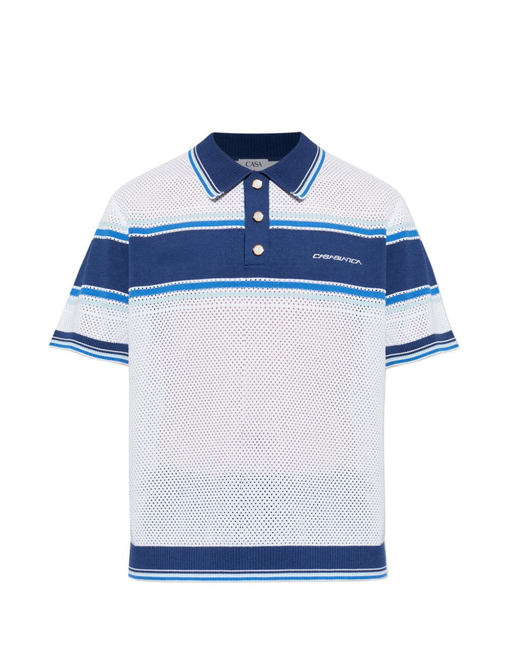 Polo traforata in bianco e blu Casablanca - uomo 