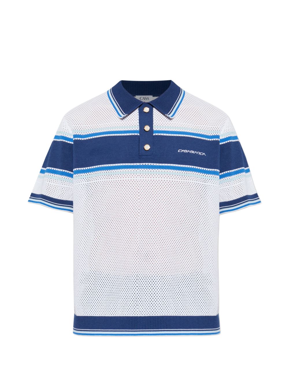 Polo traforata in bianco e blu Casablanca - uomo 