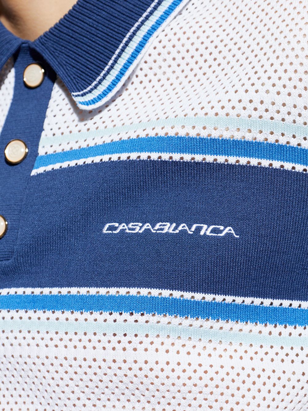 Polo traforata in bianco e blu Casablanca - uomo 