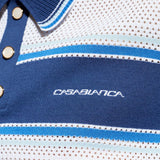 Polo traforata in bianco e blu Casablanca - uomo 