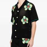 Camicia in maglia con ricamo floreale in nero  Casablanca - uomo 