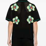 Camicia in maglia con ricamo floreale in nero  Casablanca - uomo 