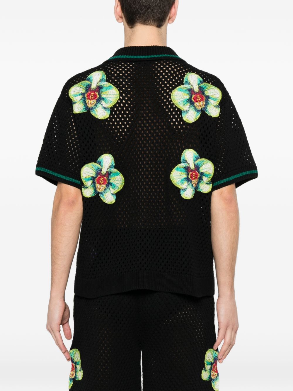 Camicia in maglia con ricamo floreale in nero  Casablanca - uomo 