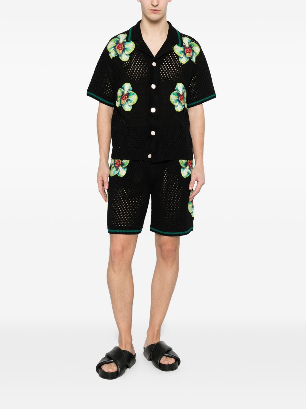 Camicia in maglia con ricamo floreale in nero  Casablanca - uomo 