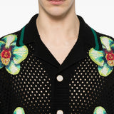 Camicia in maglia con ricamo floreale in nero  Casablanca - uomo 