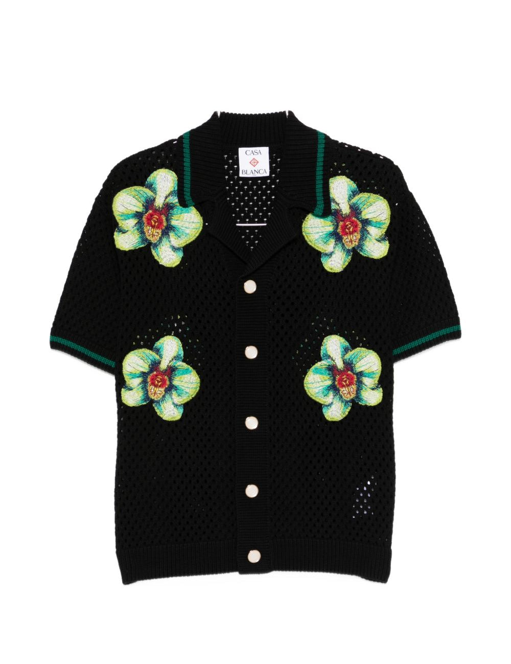 Camicia in maglia con ricamo floreale in nero  Casablanca - uomo 
