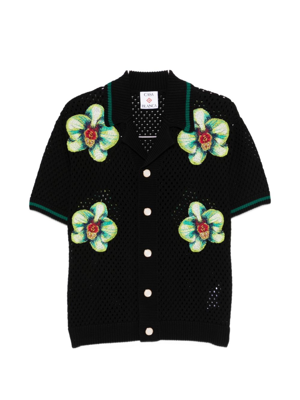 Camicia in maglia con ricamo floreale in nero  Casablanca - uomo 