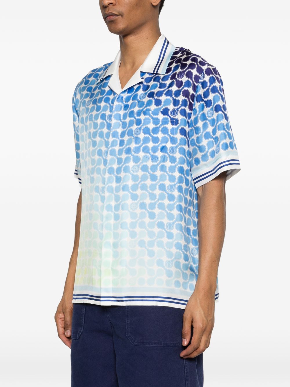 Camicia in seta con stampa grafica multicolore Casablanca - uomo 