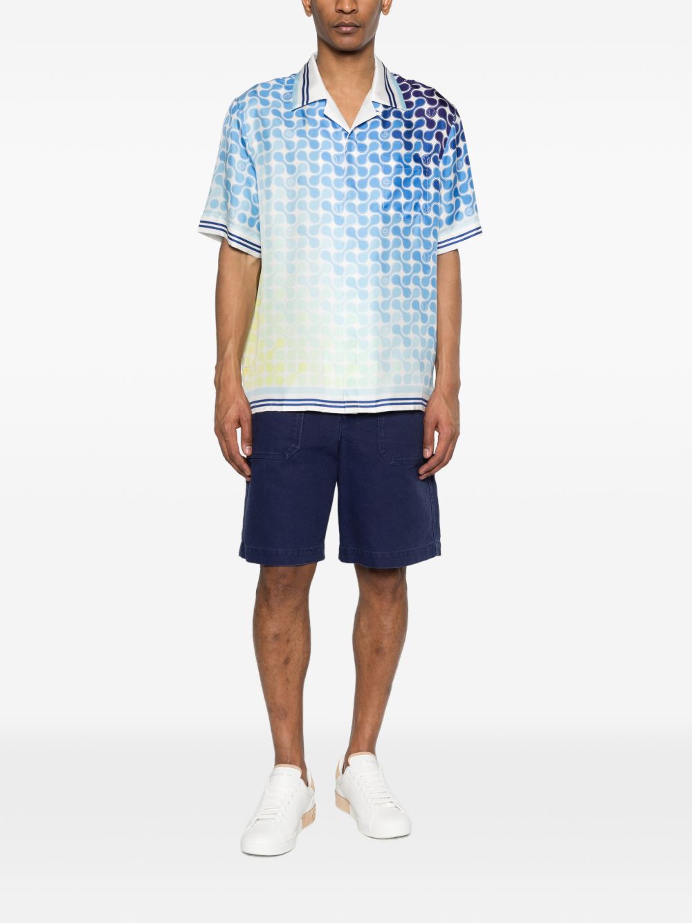 Camicia in seta con stampa grafica multicolore Casablanca - uomo 