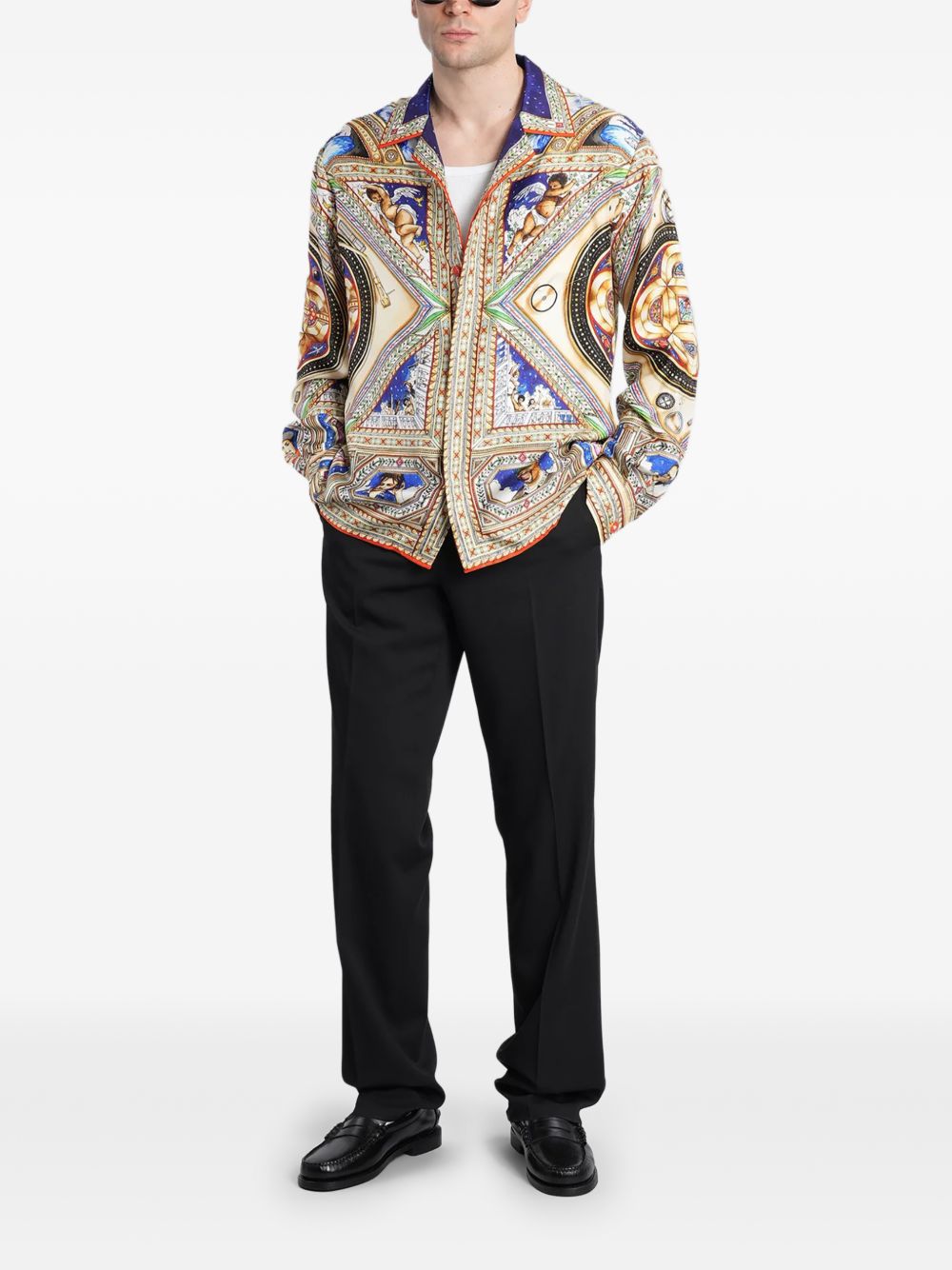 Camicia in seta con stampa grafica multicolore Casablanca - uomo 
