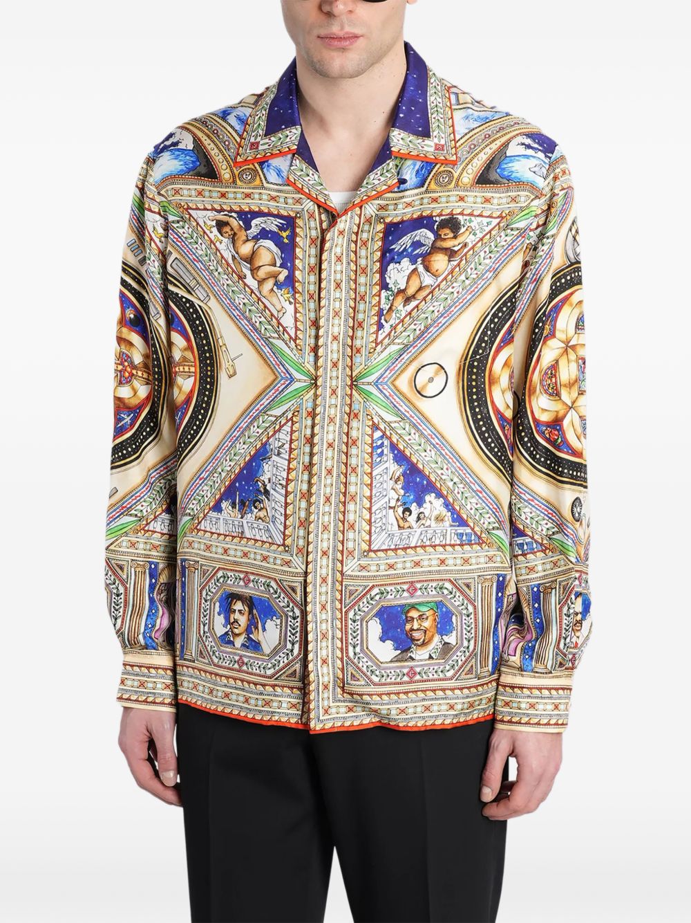 Camicia in seta con stampa grafica multicolore Casablanca - uomo 