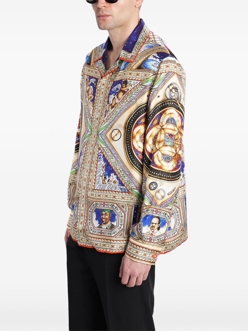 Camicia in seta con stampa grafica multicolore Casablanca - uomo 