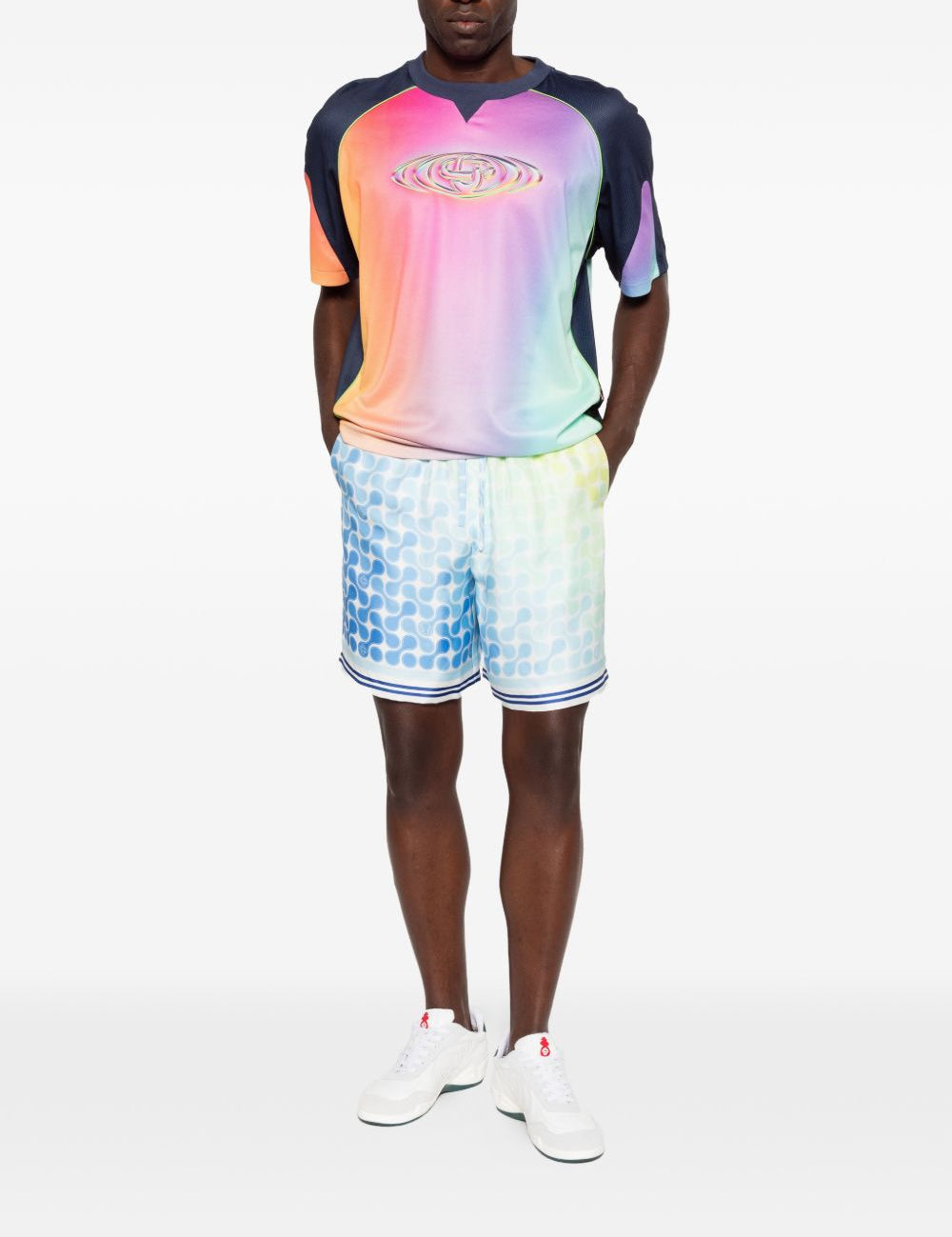 Shorts elasticizzati con fantasia in blu Casablanca - uomo 