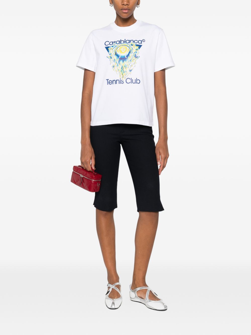 T-shirt a maniche corte con stampa grafica in bainco Casablanca - donna 