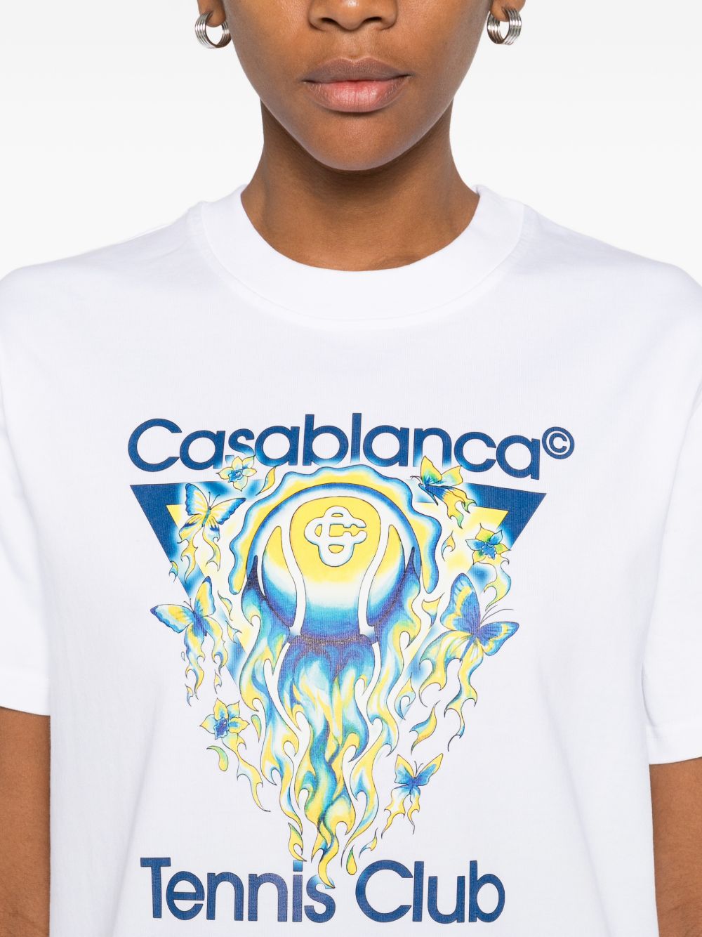 T-shirt a maniche corte con stampa grafica in bainco Casablanca - donna 