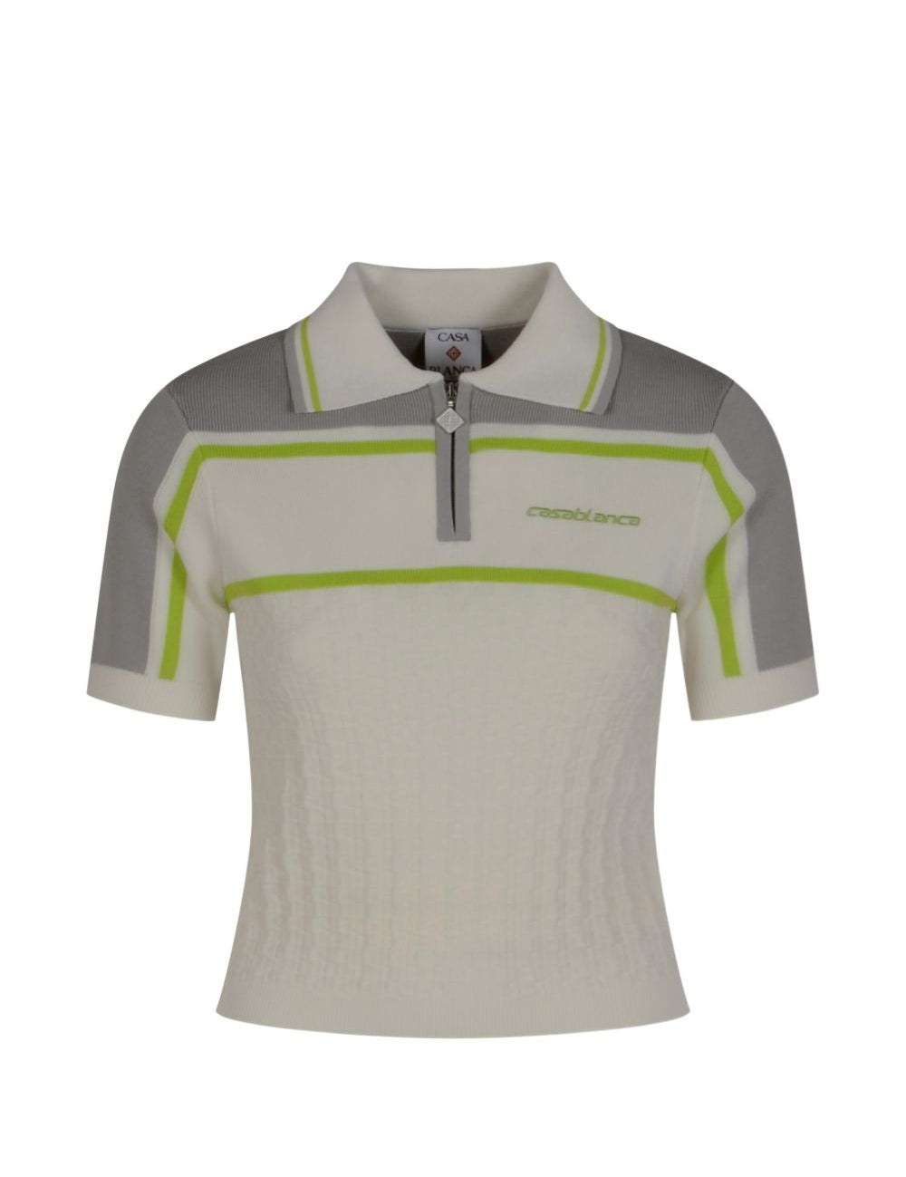 Polo a righe con zip in bianco Casablanca - donna 