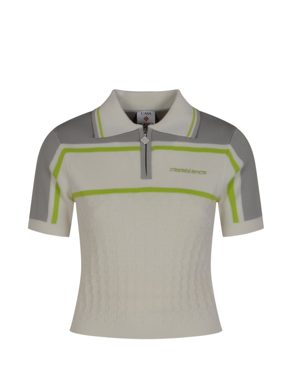 Polo a righe con zip in bianco Casablanca - donna 