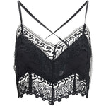 Top corto con rivestimento in pizzo Blanca in nero Charo ruiz ibiza 1989 