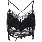 Top corto con rivestimento in pizzo Blanca in nero Charo ruiz ibiza 1989 