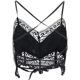 Top corto con rivestimento in pizzo Blanca in nero Charo ruiz ibiza 1989 