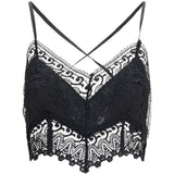 Top corto con rivestimento in pizzo Blanca in nero Charo ruiz ibiza 1989 