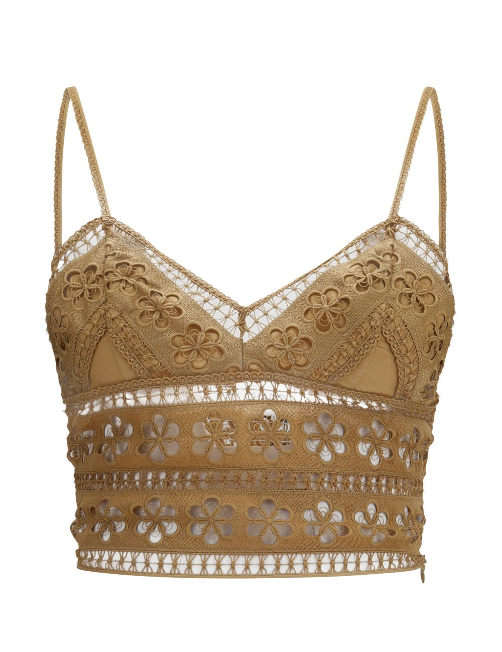 Top crop Melie in pizzo guipure in marrone Charo ruiz ibiza 1989 - donna 