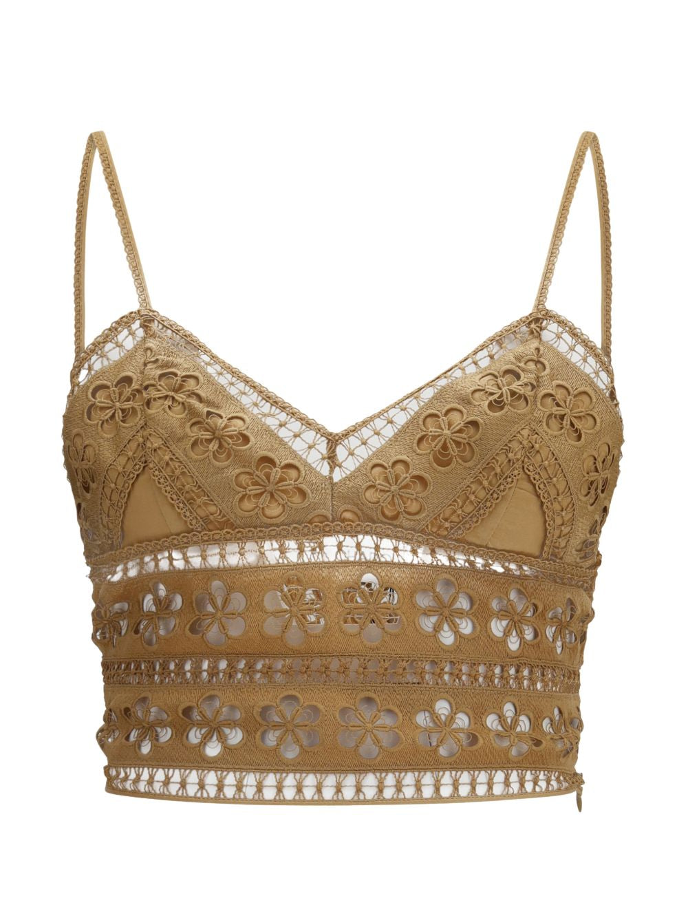 Top crop Melie in pizzo guipure in marrone Charo ruiz ibiza 1989 - donna 