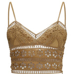 Top crop Melie in pizzo guipure in marrone Charo ruiz ibiza 1989 - donna 