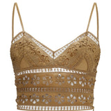 Top crop Melie in pizzo guipure in marrone Charo ruiz ibiza 1989 - donna 