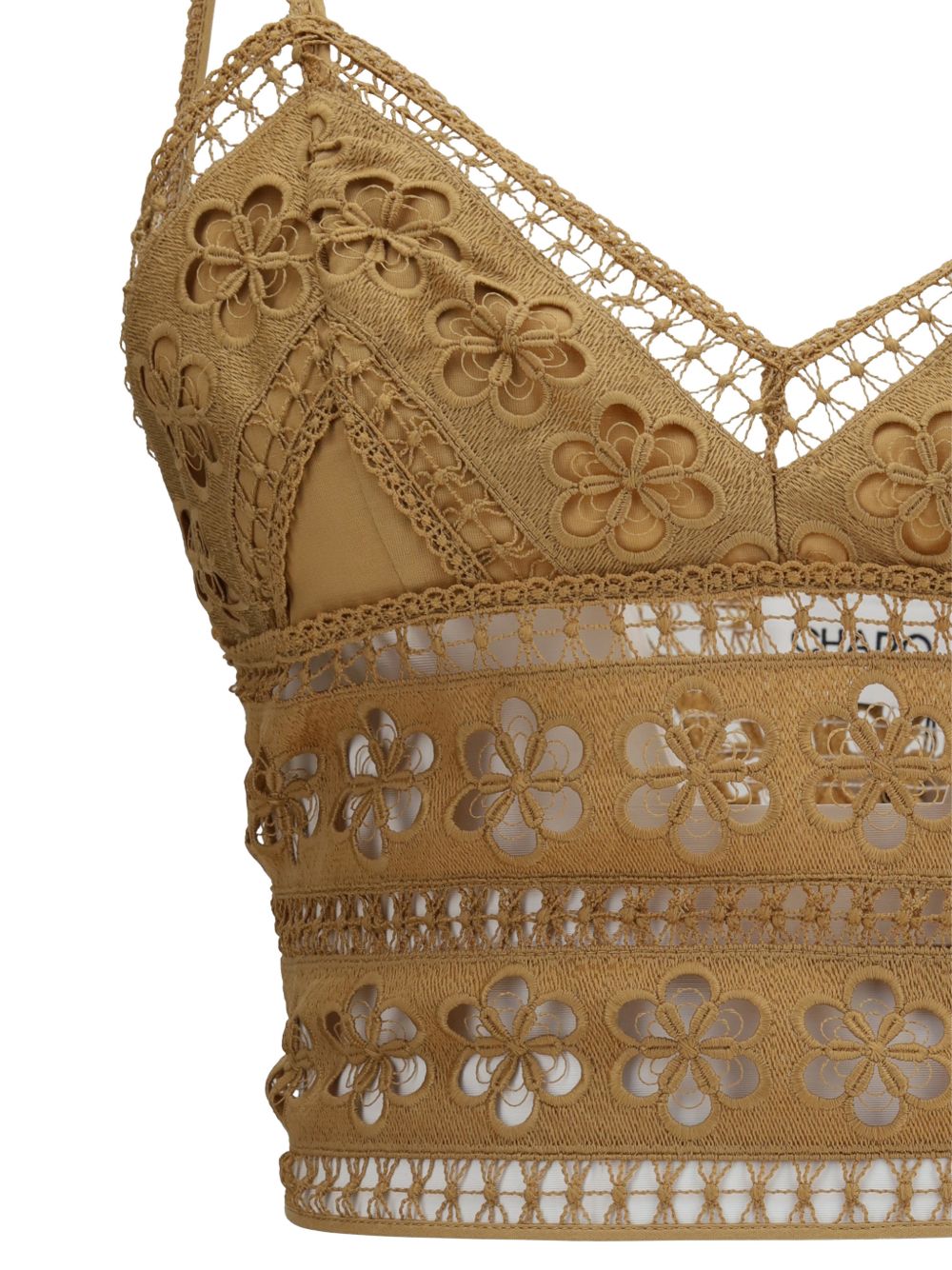 Top crop Melie in pizzo guipure in marrone Charo ruiz ibiza 1989 - donna 