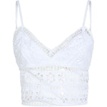Top Melie con scollo a V e ricamo floreale in bianco Charo ruiz ibiza 1989 - donna 