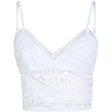 Top Melie con scollo a V e ricamo floreale in bianco Charo ruiz ibiza 1989 - donna 
