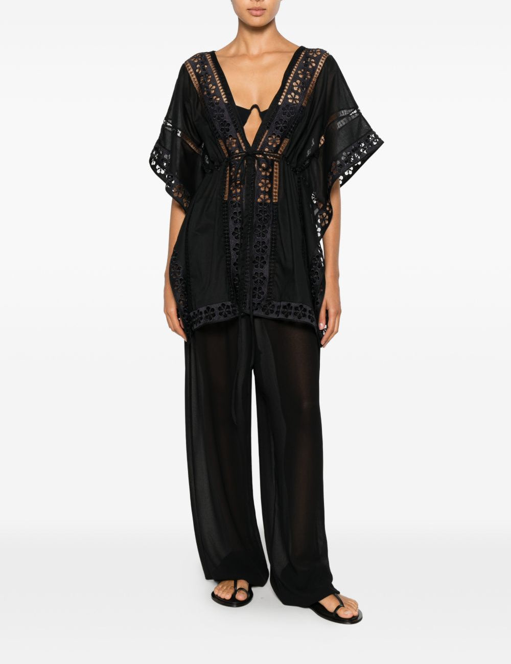 Top con inserti in pizzo in nero Charo ruiz ibiza 1989 - donna 