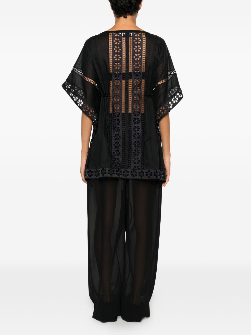 Top con inserti in pizzo in nero Charo ruiz ibiza 1989 - donna 
