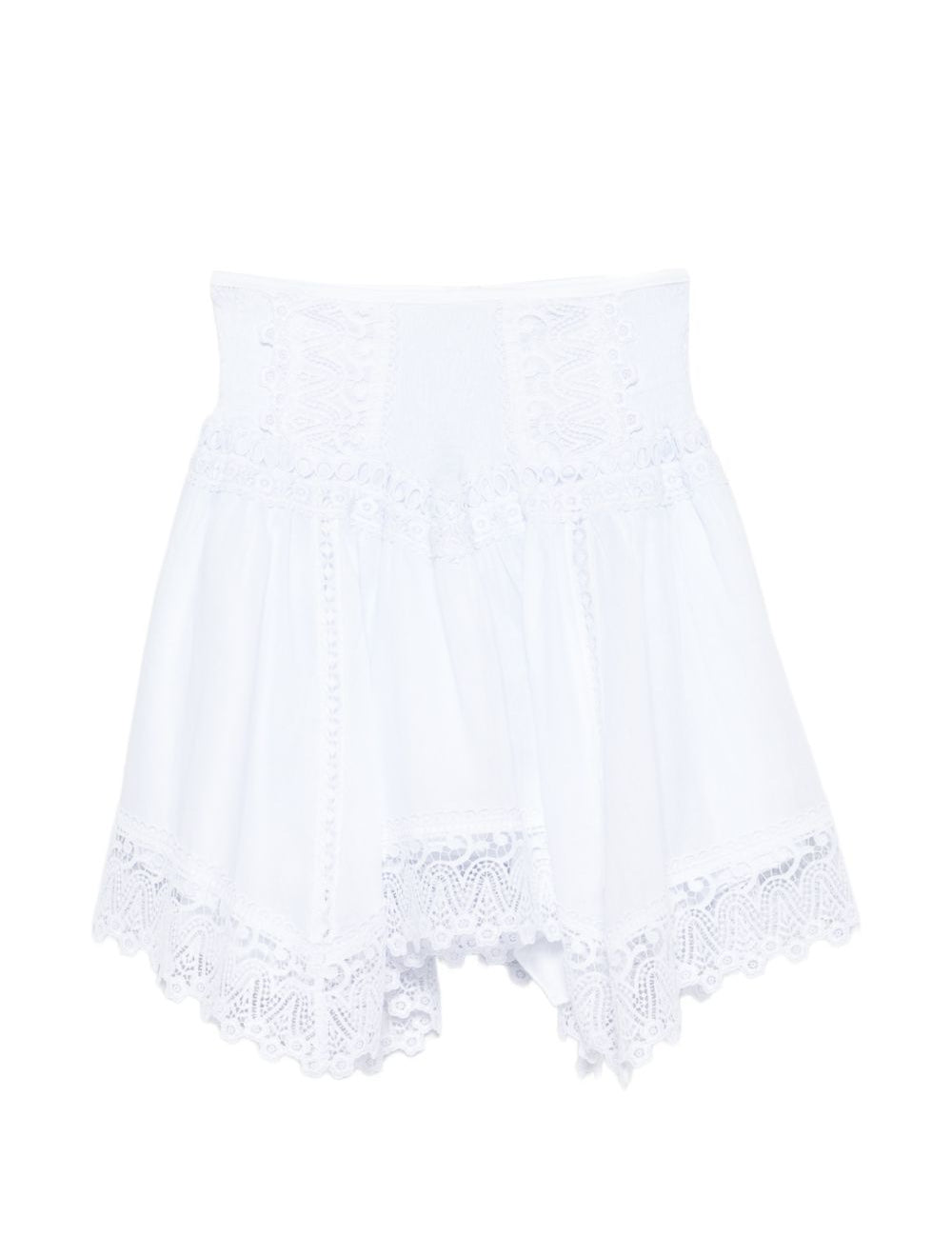 Minigonna a balze con bordi in pizzo in bianco Charo ruiz ibiza 1989 - donna 