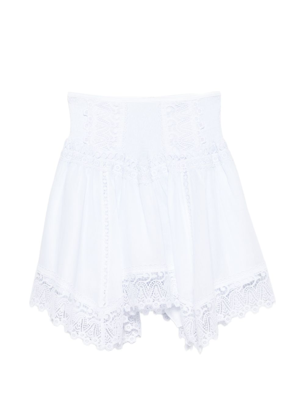 Minigonna a balze con bordi in pizzo in bianco Charo ruiz ibiza 1989 - donna 