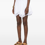 Minigonna a balze con bordi in pizzo in bianco Charo ruiz ibiza 1989 - donna 